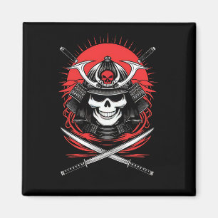 Samurai Schedel Rijzende Zon Krijger Kunst Magneet