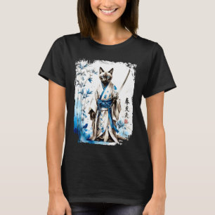 Samurai Siamese Kat Krijger. Japanse Inktkunst Jap T-shirt