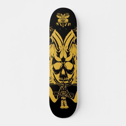 Samurai Skull Gold Black kleur Skateboard (Voorkant)