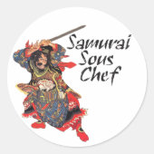 Samurai Sous Chef Ronde Sticker (Voorkant)