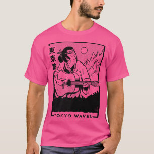 Samurai speelt gitaar Japans Futurisme Japan Art T-shirt