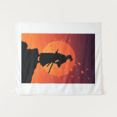 Samurai Sunset Tapestry – Bold Minimalist Wall Art Wandkleed (Voorkant (horizontaal))