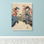 Samurai Sword Fight circa 1825 Canvas Afdruk (Insitu (Houten vloer))