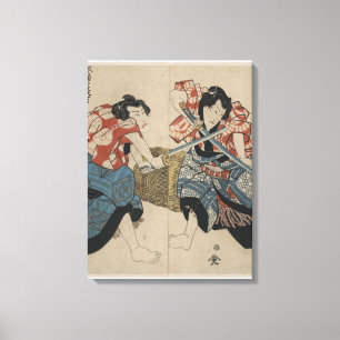 Samurai Sword Fight circa 1825 Canvas Afdruk