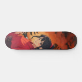 Samurai-tempel in brand Japans geanimeerd Skateboard (Horizontaal)