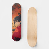 Samurai-tempel in brand Japans geanimeerd Skateboard (Voorkant)