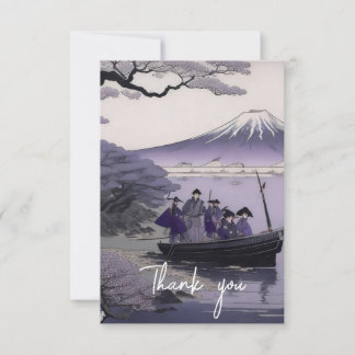 Samurai Thank You Card Mount Fuji Japanese Art Bedankkaart