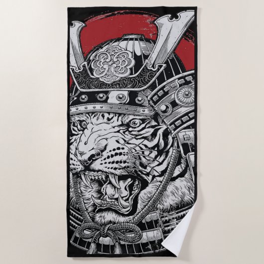 Samurai Tiger Beach Towel Strandlaken (Voorkant)