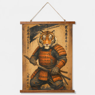 Samurai Tiger – Sumi-e Ink Warrior Art Hangend Wandkleed