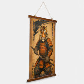 Samurai Tiger – Sumi-e Ink Warrior Art Hangend Wandkleed (Gebogen)