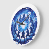 Samurai Unity Japanese Blue Ink Art Circular Grote Klok (Hoek)