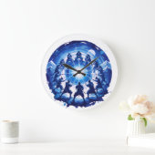 Samurai Unity Japanese Blue Ink Art Circular Grote Klok (Huis)