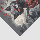 Samurai vampier kat met katana in meditatie tissuepapier (Detail)