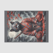 Samurai vampier kat met katana in meditatie tissuepapier (Voorkant)