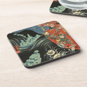 Samurai versus de spookkrabben bier onderzetter