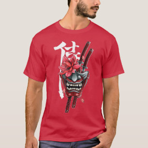Samurai Warrior Aesthetic Japans Oni Masker Katana T-shirt