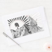 Samurai warrior and raising sun - M1 Rechthoekige Sticker (Envelop)