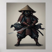 Samurai Warrior Black Cat  Poster (Voorkant)