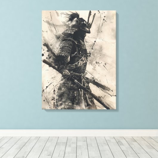 Samurai Warrior Canvas Afdruk (Insitu (Houten vloer))