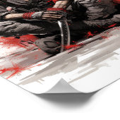 Samurai Warrior Crouching met Katana Sword Poster (Hoek)