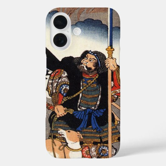 Samurai Warrior en Zijn hond-Japans Woodblock Case-Mate iPhone Case (Achterkant)