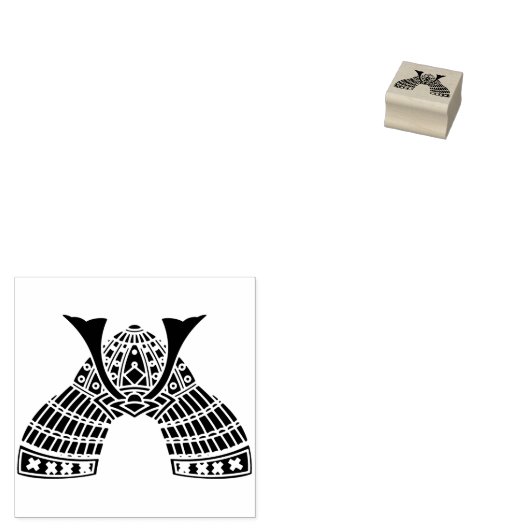 Samurai warrior helmet ornament with hoe / 鍬形兜 	rubberstempel (Gestempeld)