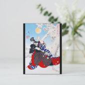Samurai Warrior Holding a Katana, Yoshitoshi Briefkaart (Staand voorkant)
