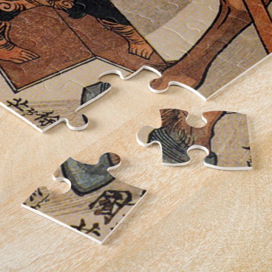 Samurai warrior  houtafval ukiyo-e legpuzzel (Zijkant)