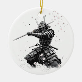 Samurai Warrior in Action Japanese Art Ceramic  Keramisch Ornament