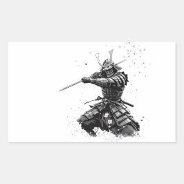 Samurai Warrior in Action Japanese Art Ceramic  Rechthoekige Sticker