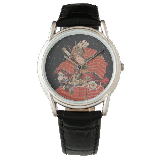 Samurai Warrior  Japanse kunst Horloge (Voorkant)