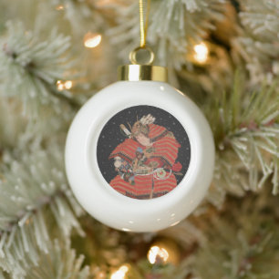 Samurai Warrior  Japanse kunst Keramische Bal Ornament