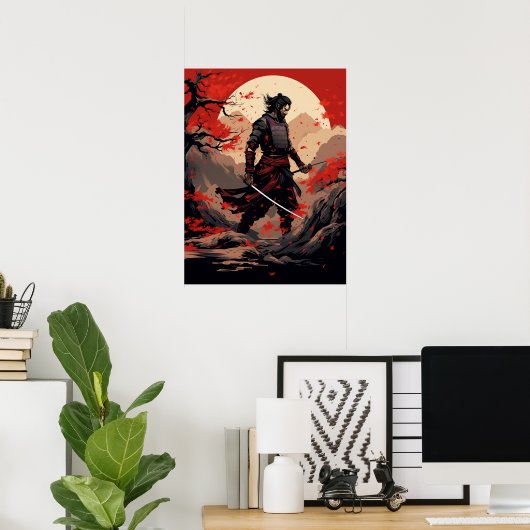 Samurai Warrior op Sunset Poster (Thuiskantoor)