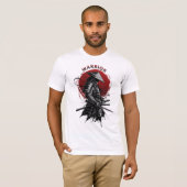 Samurai Warrior Rising Sun Japanese Ink Style T-shirt (Voorkant volledig)