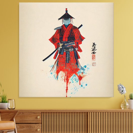 Samurai Warrior Stretched Canvas Afdrukken (Insitu (Woonkamer))