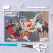 Samurai Warrior vecht op een paard, Yoshitoshi Tissuepapier (Craft)