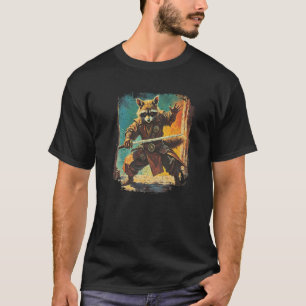 Samurai Wasbeer Japanse Sumi e Kunst Kawaii Grappi T-shirt