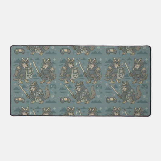 Samurai Wolf met Handheld Console Bureaumat (Voorkant)