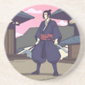 samurai zandsteen onderzetter (Voorkant)