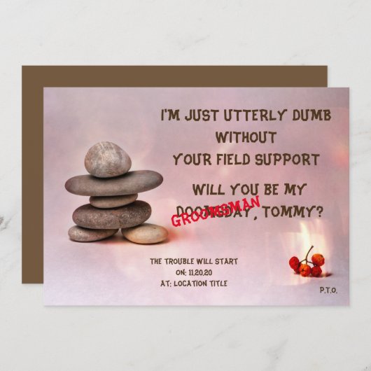 Samurai Zen Stones Bruidsjonker aanpasbaar Kaart (Voorkant / Achterkant)