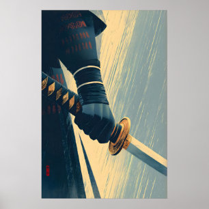 Samurai Zwaard Muur Kunst Gedecoreerde Poster Stij