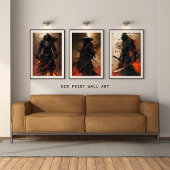 Samurai's Eclipse - Enigmatische Warrior Art Print Foto Afdruk