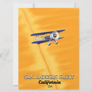 San Andreas-breuk Californië USA Reisposter. Kaart