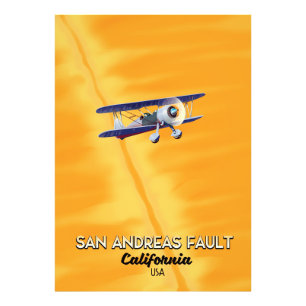 San Andreas fout Californië USA Travel poster. Foto Afdruk