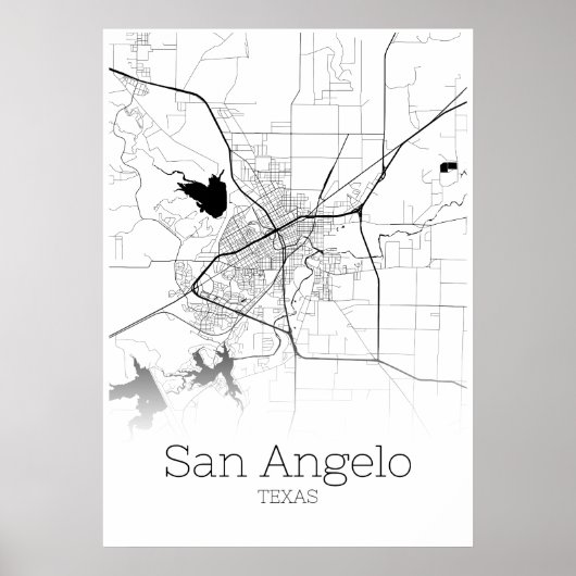 San Angelo Map - Texas - City Map Poster (Devant)