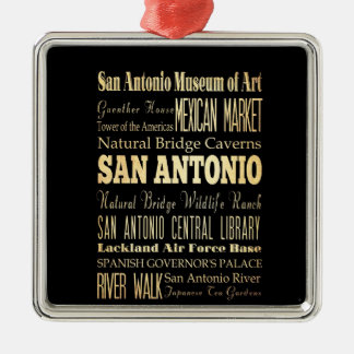 San Antonio City of Texas State Typography Art Metalen Ornament