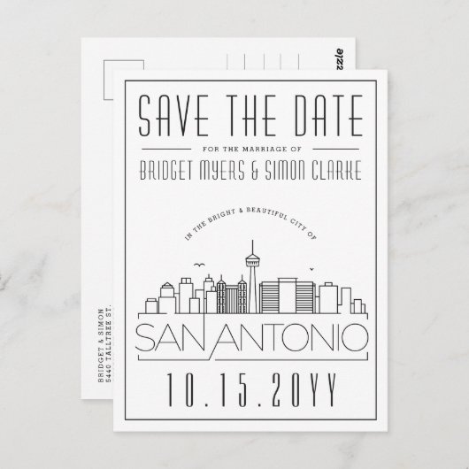 San Antonio | Gestileerde skyline De datum opslaan Briefkaart (Voorkant / Achterkant)