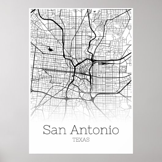 San Antonio Map - Texas TX - City Map Poster (Voorkant)