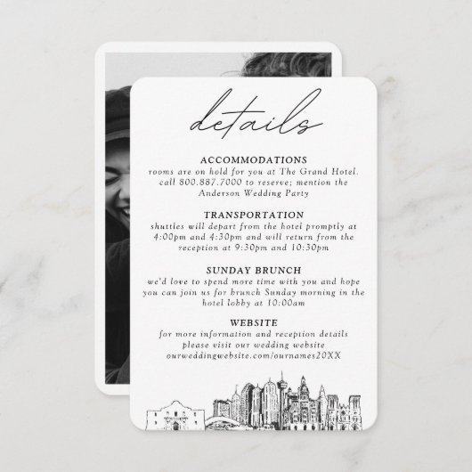 San Antonio Mariage Détails Carte de boîtier (Devant / Derrière)