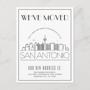 San Antonio Modern Deco   Adres Gewijzigd Aankondigingskaart